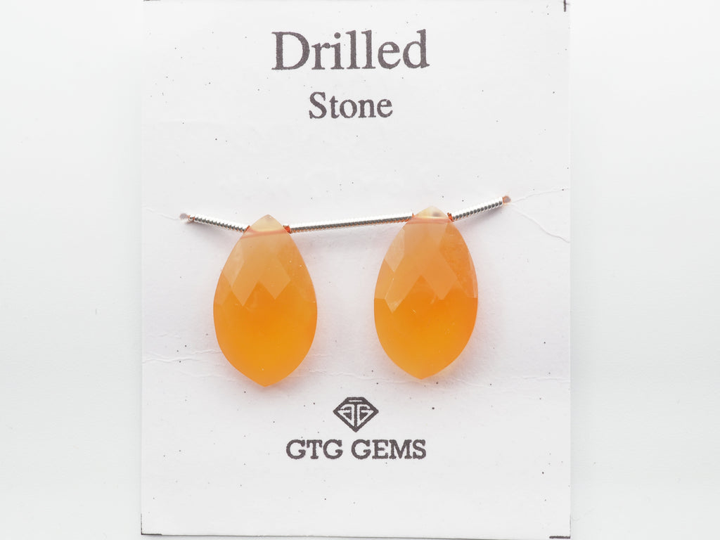 Drilled Faceted Carnelian 20x12mm Approximately 12.50 Carat