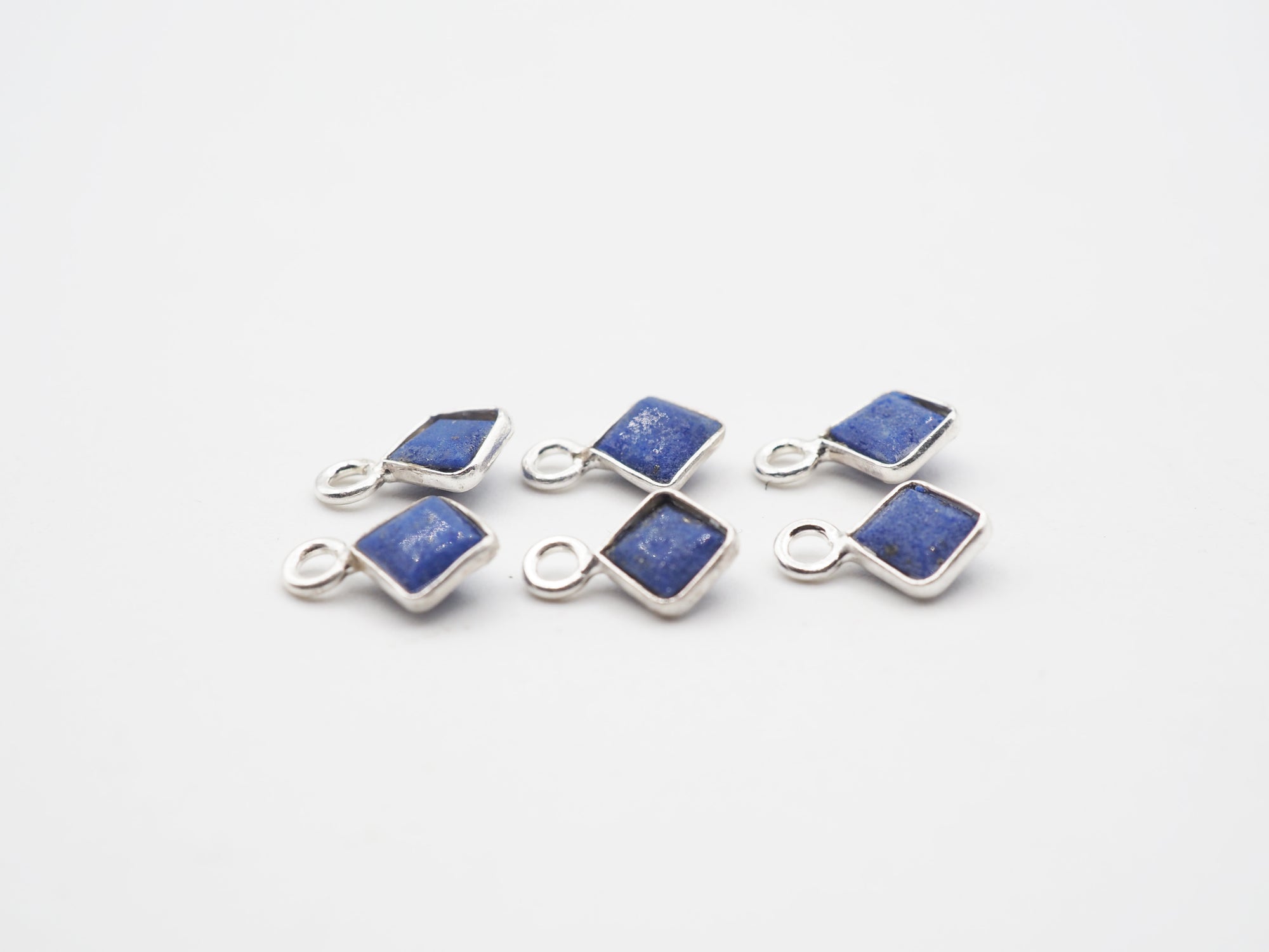 Lapis Silver Bezel 4mm , Single Connector, 925 Sterling Silver