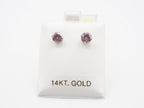 14K White Gold 6mm  Pink Moissanite Stud, Moissanite Earring