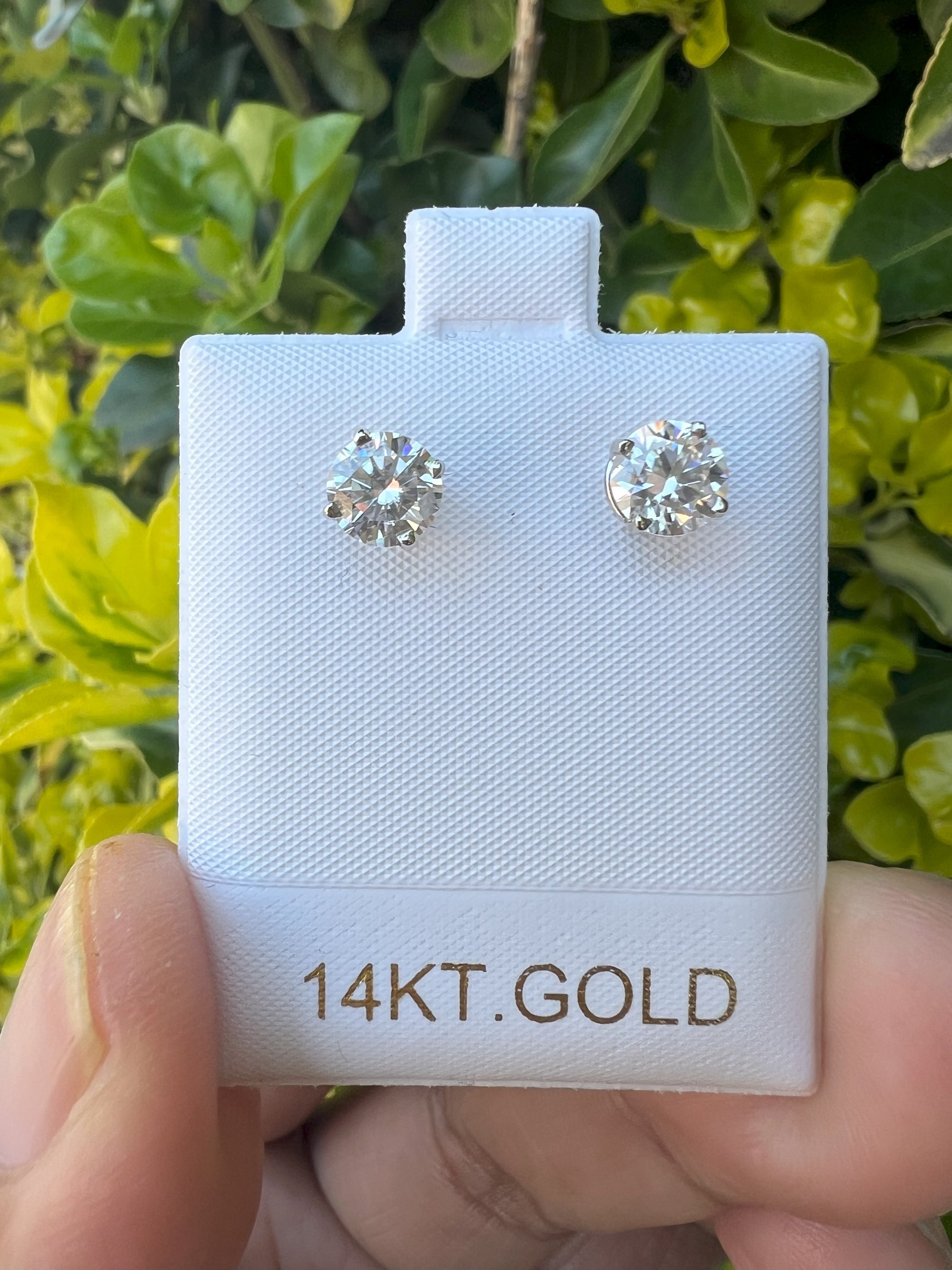 14K White Gold Moissanite Round 6mm Stud, Moissanite Earring,
