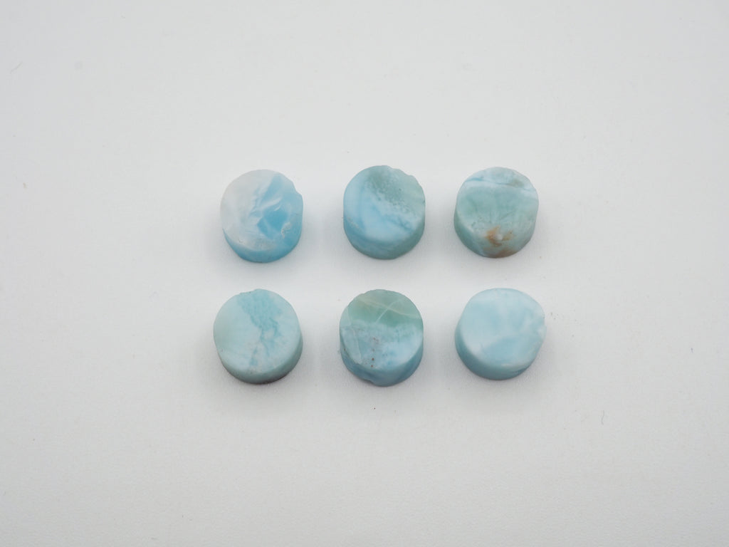 Natural Round Larimar  Raw Rough Slice bottom flat, 8mm  Approximately  20.92 Carat