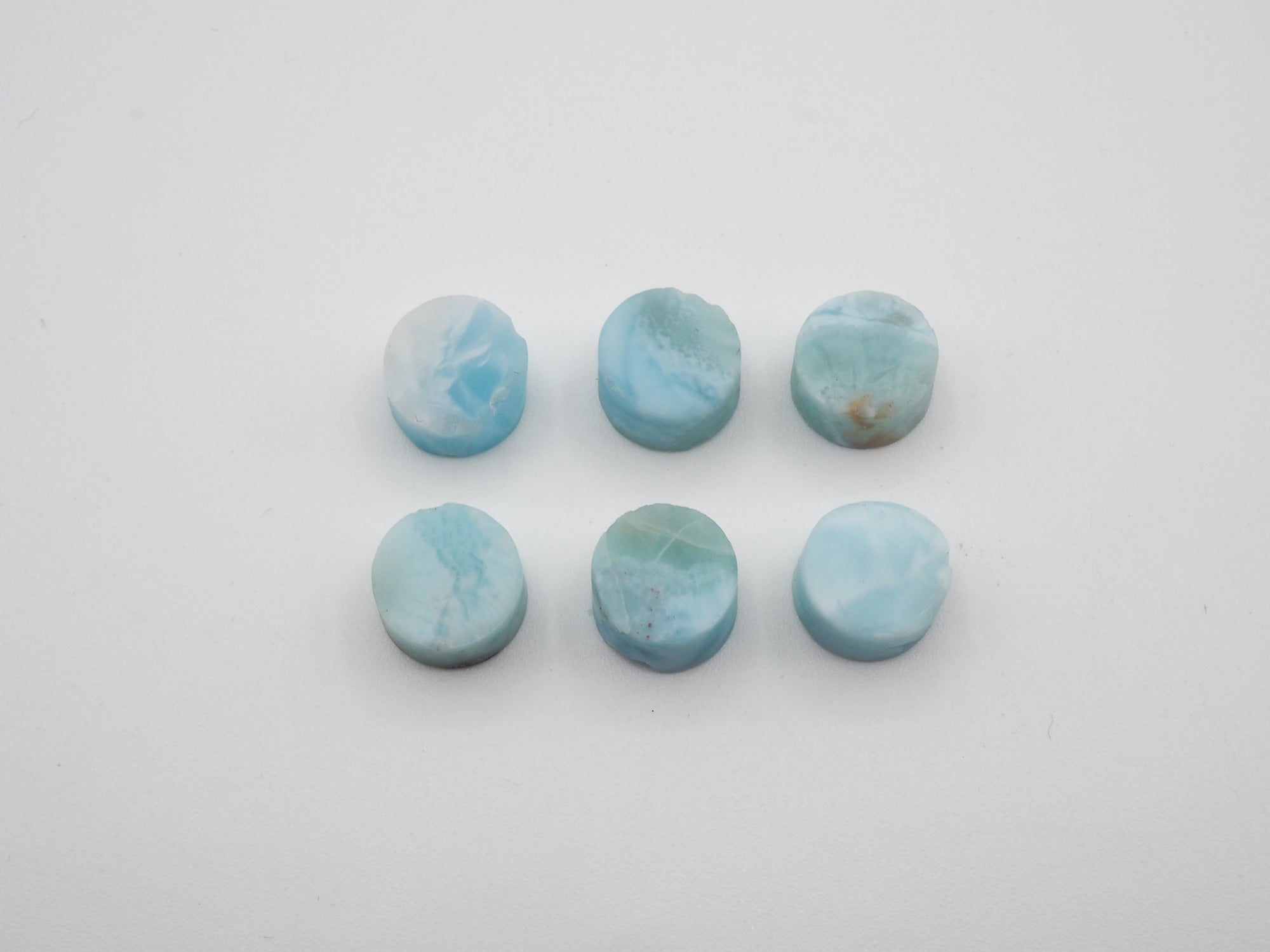 Natural Round Larimar  Raw Rough Slice bottom flat, 8mm  Approximately  20.92 Carat