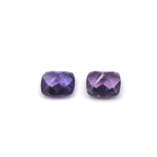 Amethyst Cushion Square 8mm Matching Pair Approximately 3.66 Carat