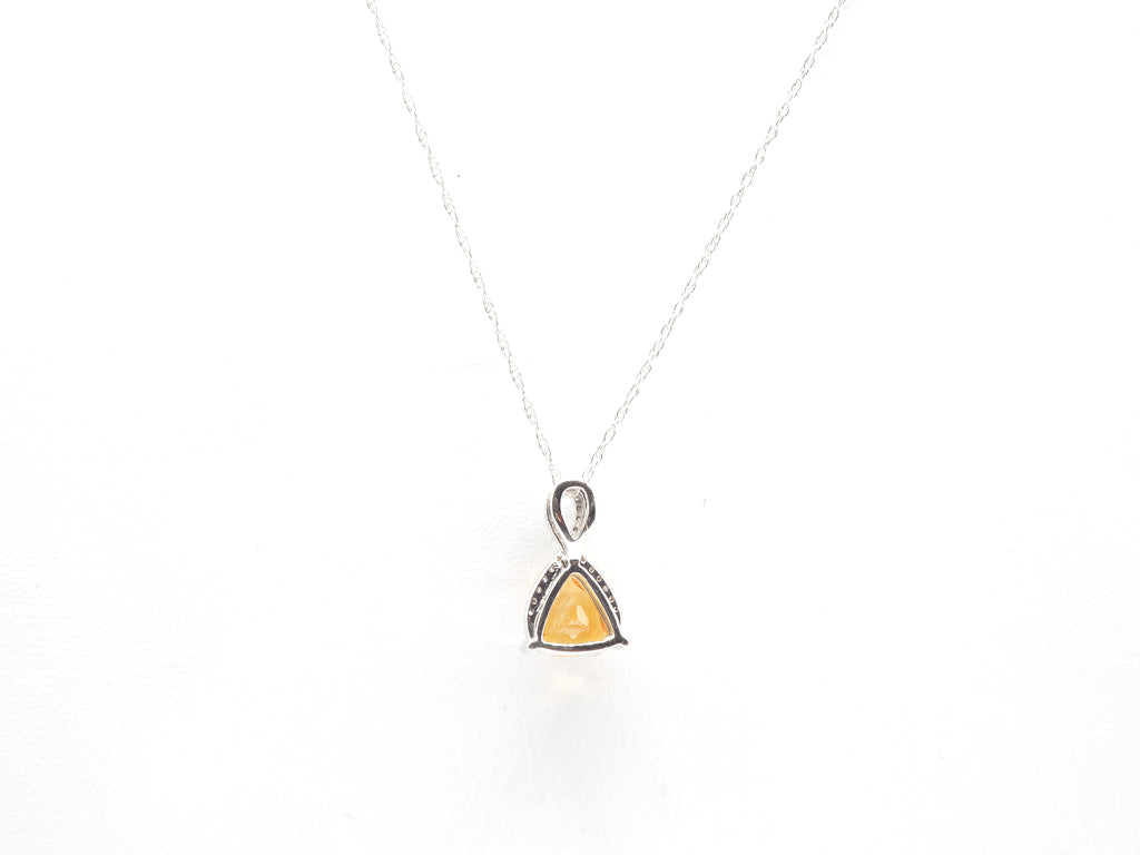 10K White Gold Citrine with Diamond  Pendant