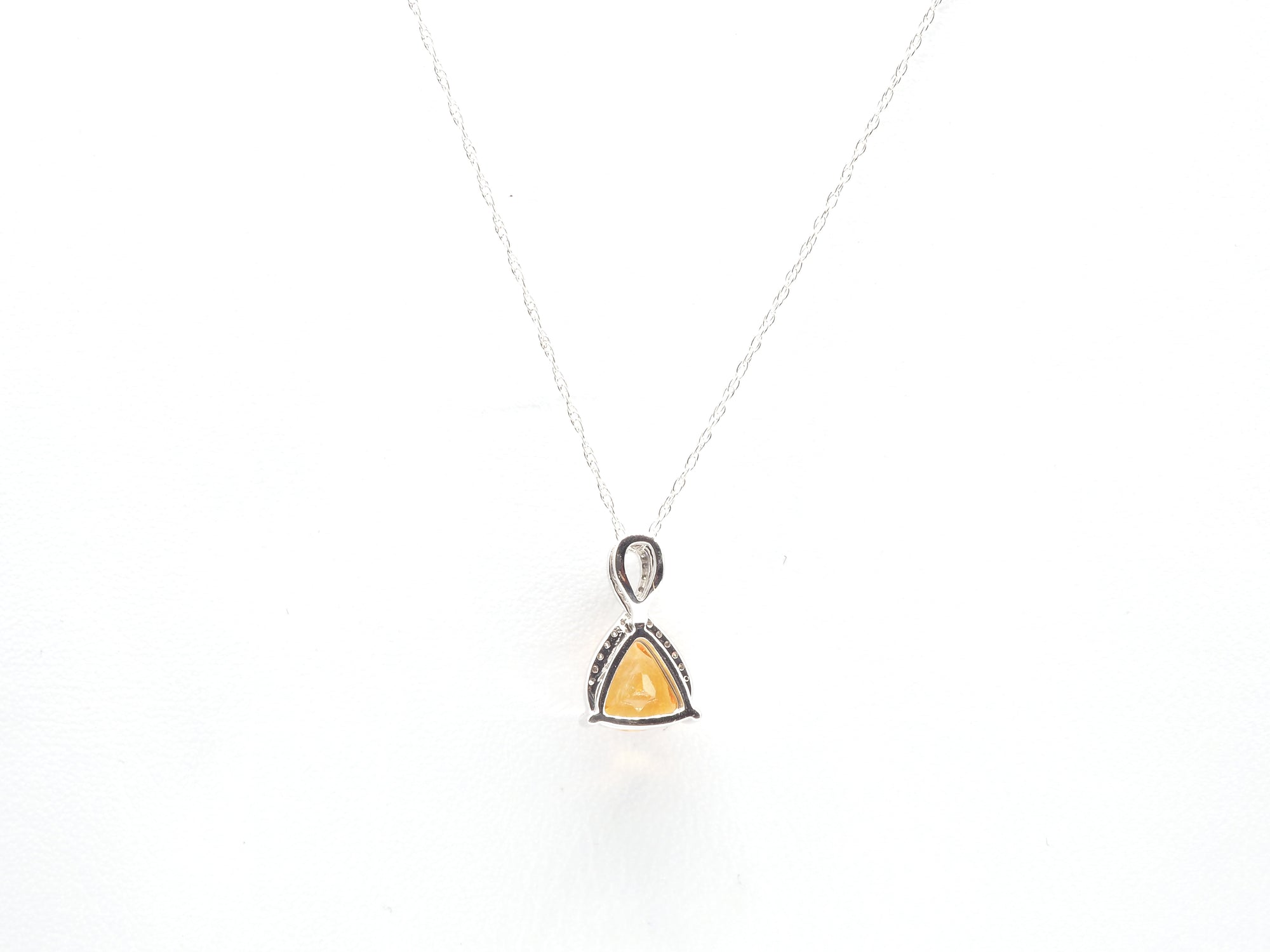 10K White Gold Citrine with Diamond  Pendant