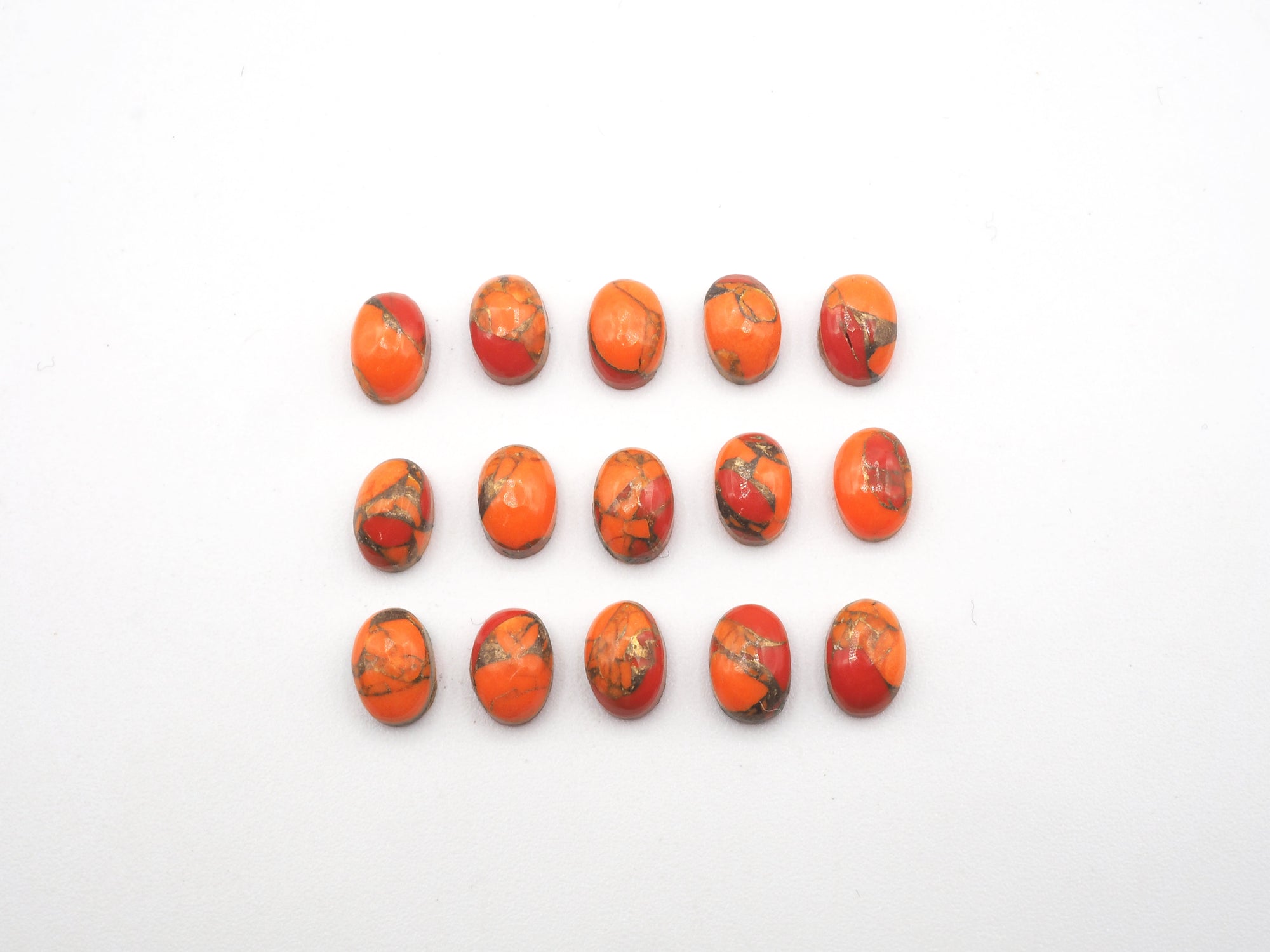 Orange Copper Turquoise Oval 6x4mm Approximately 7.88 Carat  15 pcs