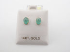 14K Yellow Gold  Emerald Stud, Emerald Earring