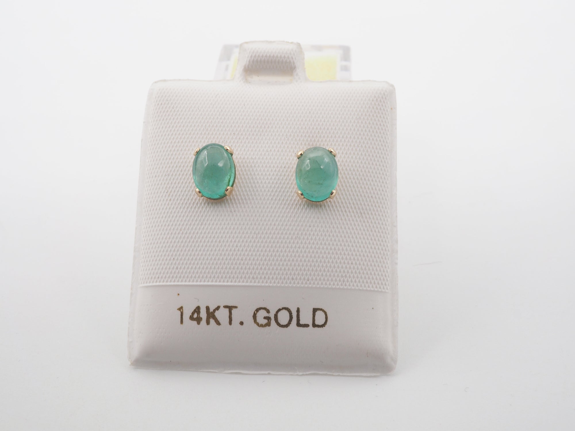 14K Yellow Gold  Emerald Stud, Emerald Earring