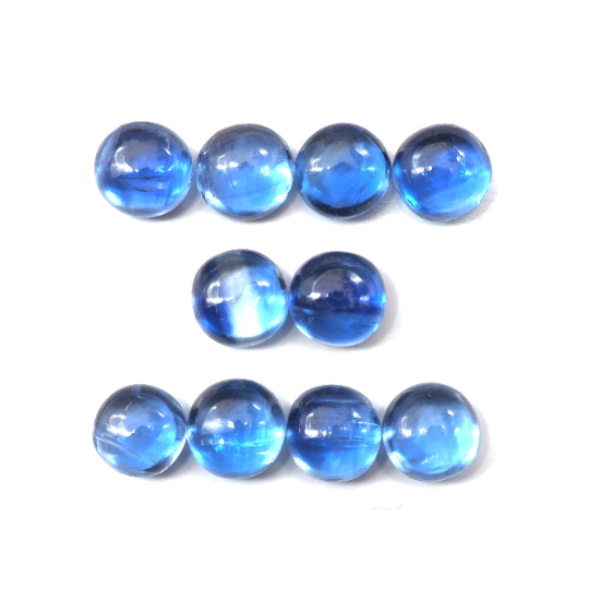 Kyanite Cabs Round 5 mm Approximately 8.14 Carat, 10 Pieces