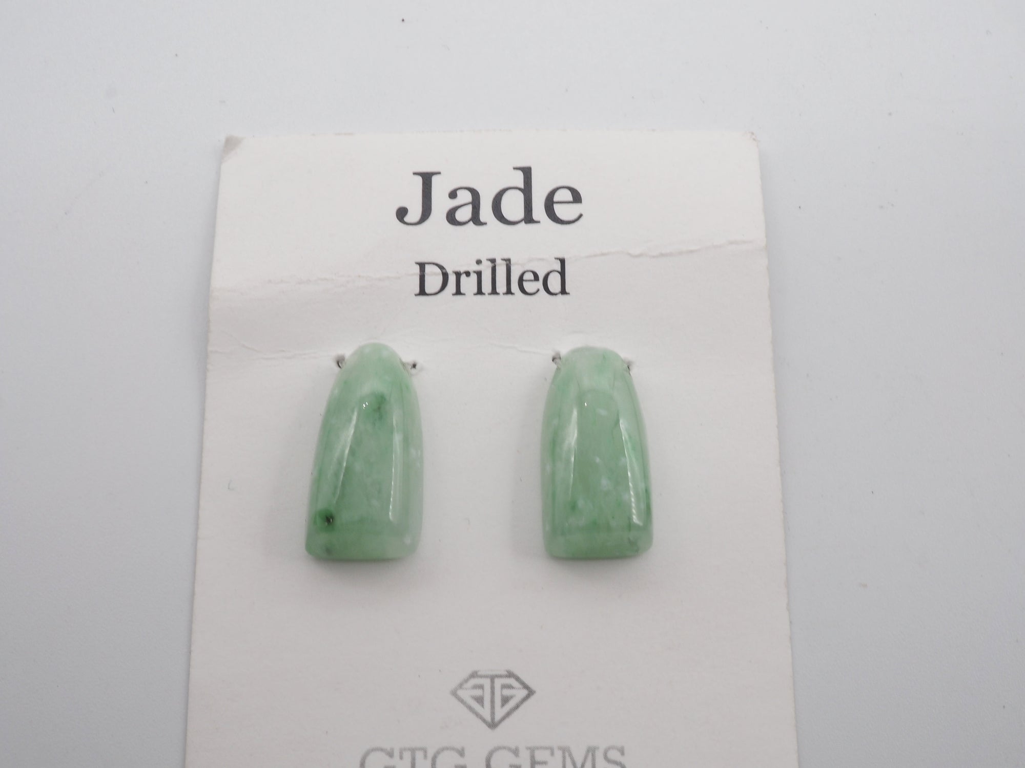 Natural Jade Drilled  Cabochon Fancy Shape 19x9mm | Side Drilled