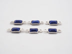 Lapis Silver Bezel 6x4mm ,Double Connector, 925 Sterling Silver