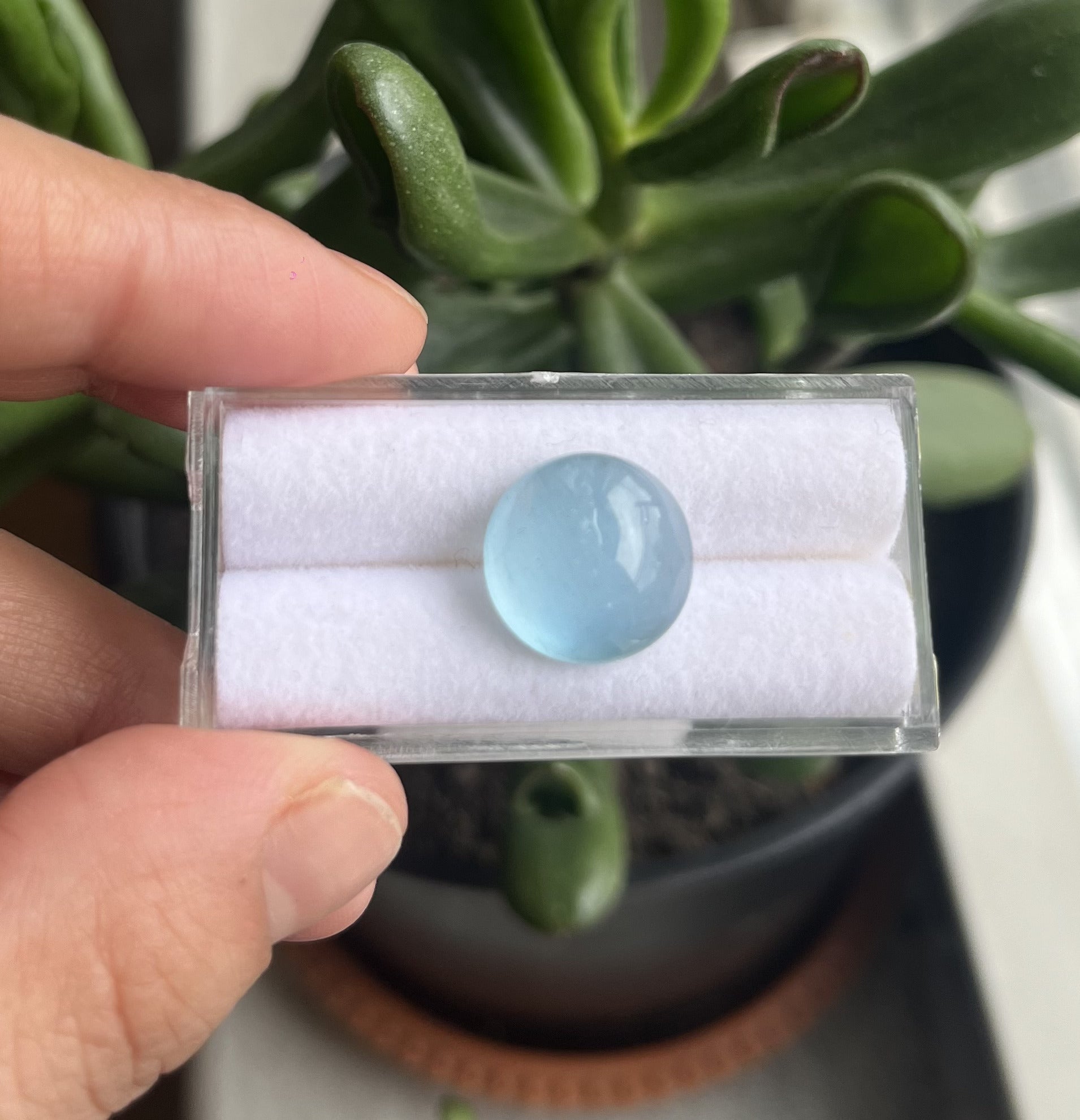 Aquamarine Round Cabochon 9.14mm Single Piece Approximately 12.82 Carat