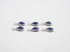Lapis Silver Bezel 6x4mm , Single Connector, 925 Sterling Silver