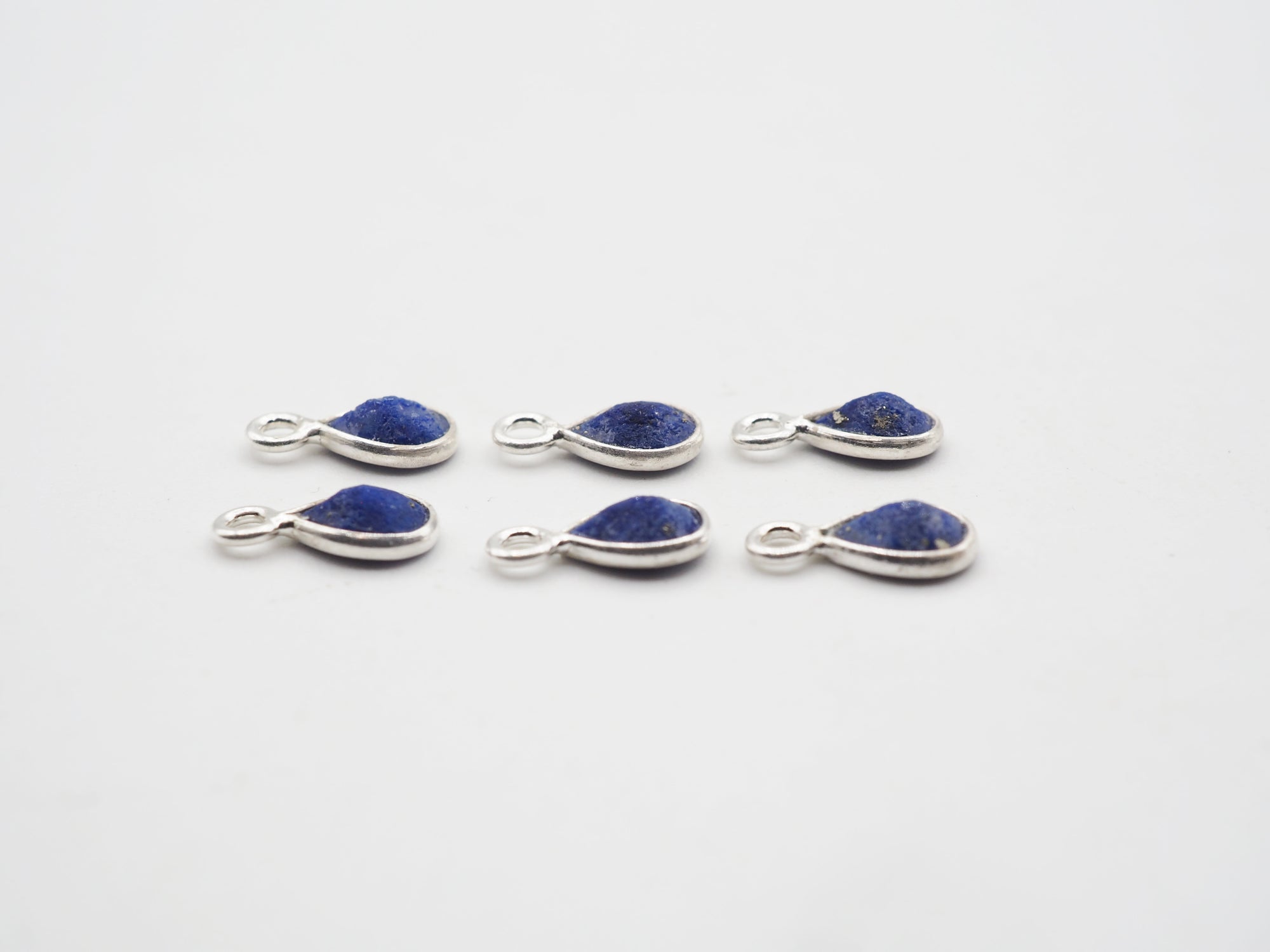 Lapis Silver Bezel 6x4mm , Single Connector, 925 Sterling Silver