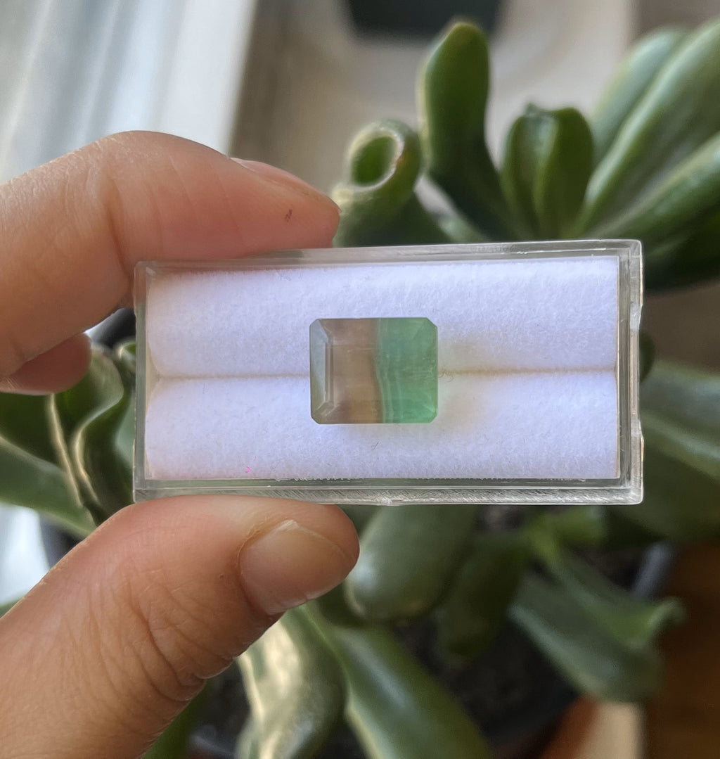 Fluorite Faceted Rectangle Shape 12x10x6 mm Single Piece  Approximately 6.5 Carat