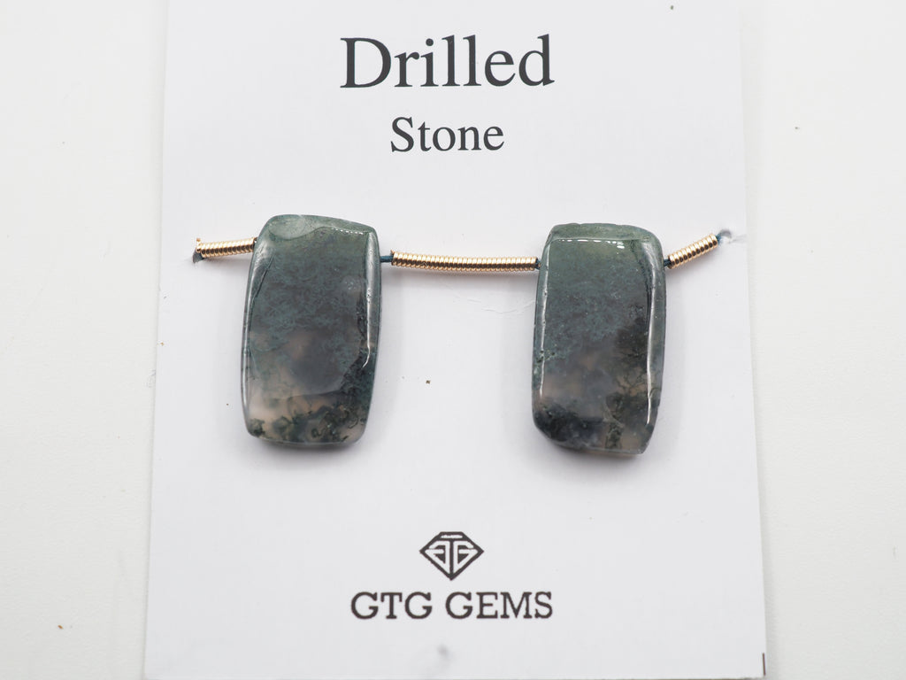 Natural Green Moss Agate Drilled 19.3x11mm Approximately 17 Carat