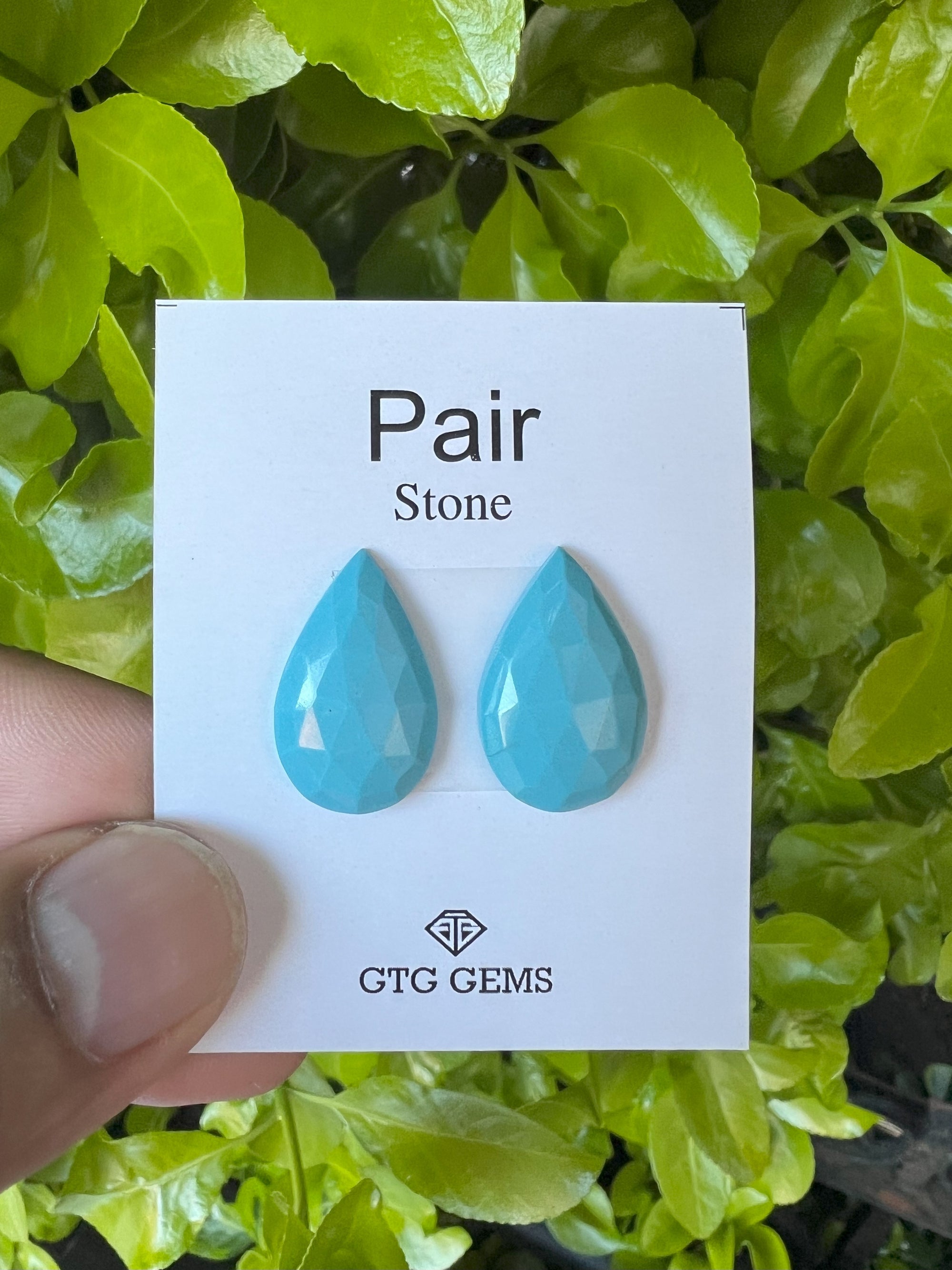 Rose cut Blue Turquoise Matching Pair Approximately 13 Carat
