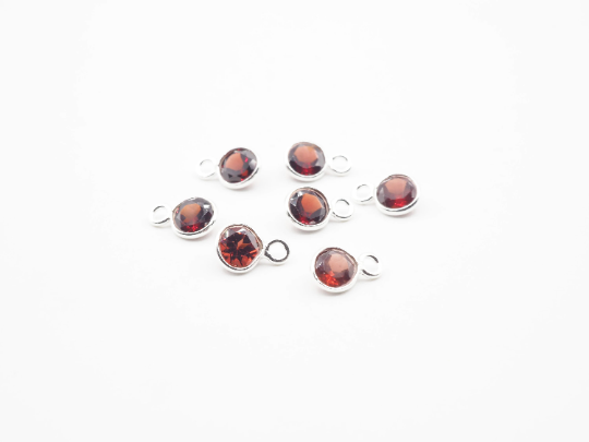 5mm Garnet Bezel, Single  Connector, Garnet Bezel, Garnet Charm