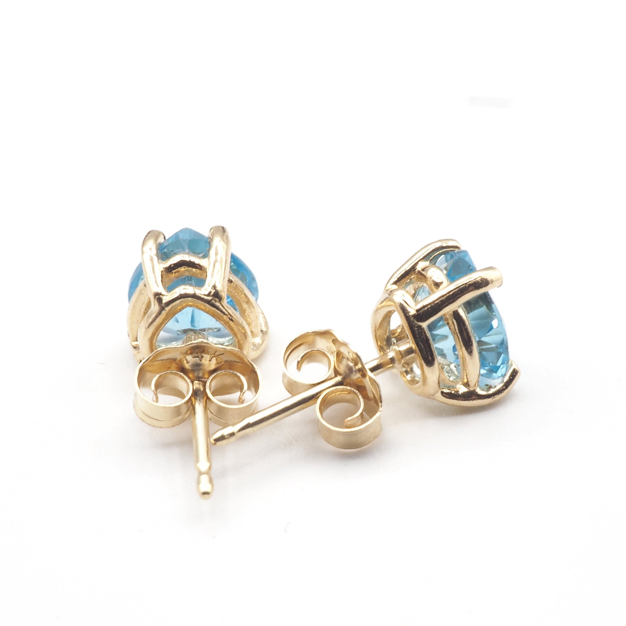 Apatite  Heart shape  Stud Earrings in 14K Yellow  Gold