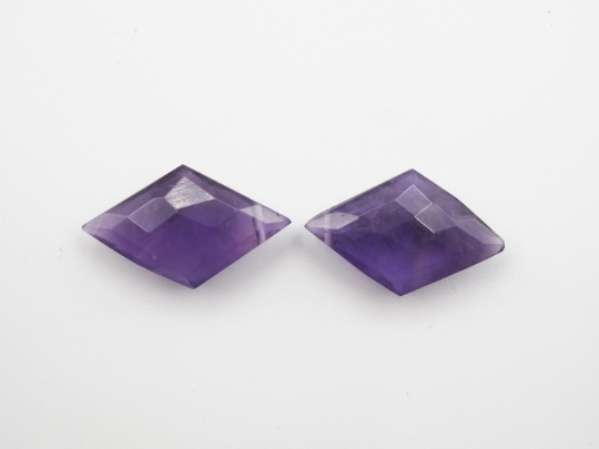 Amethyst Drilled Matching Pair Kite Shape 20 x 12 mm