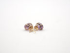 14K Yellow Gold Oval Amethyst Stud, Amethyst Stud/Earring