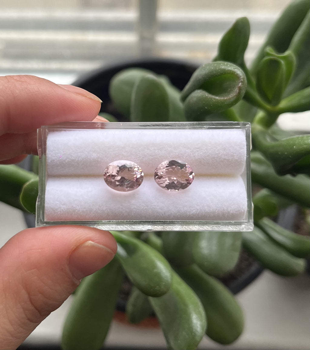 Morganite Faceted Oval shape matching pair 9x7 mm  Approximately 3.1 Carat