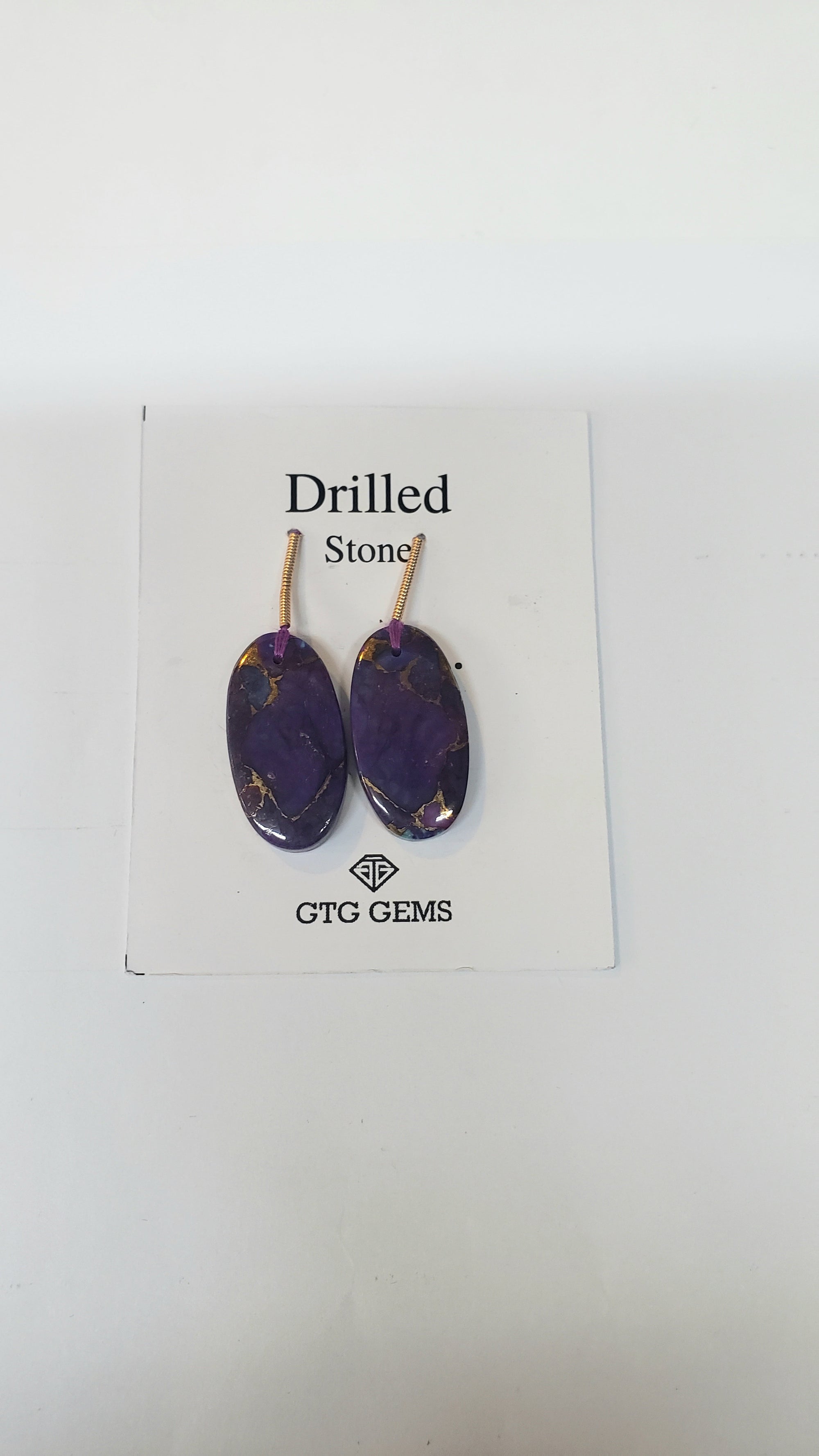 Drilled Copper Purple Turquoise Matching Pair Oval Shape