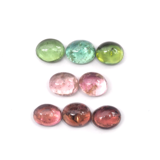 Tourmaline Cabs Oval 6x5 mm Approximately 6.00 Carat, 8 Pieces