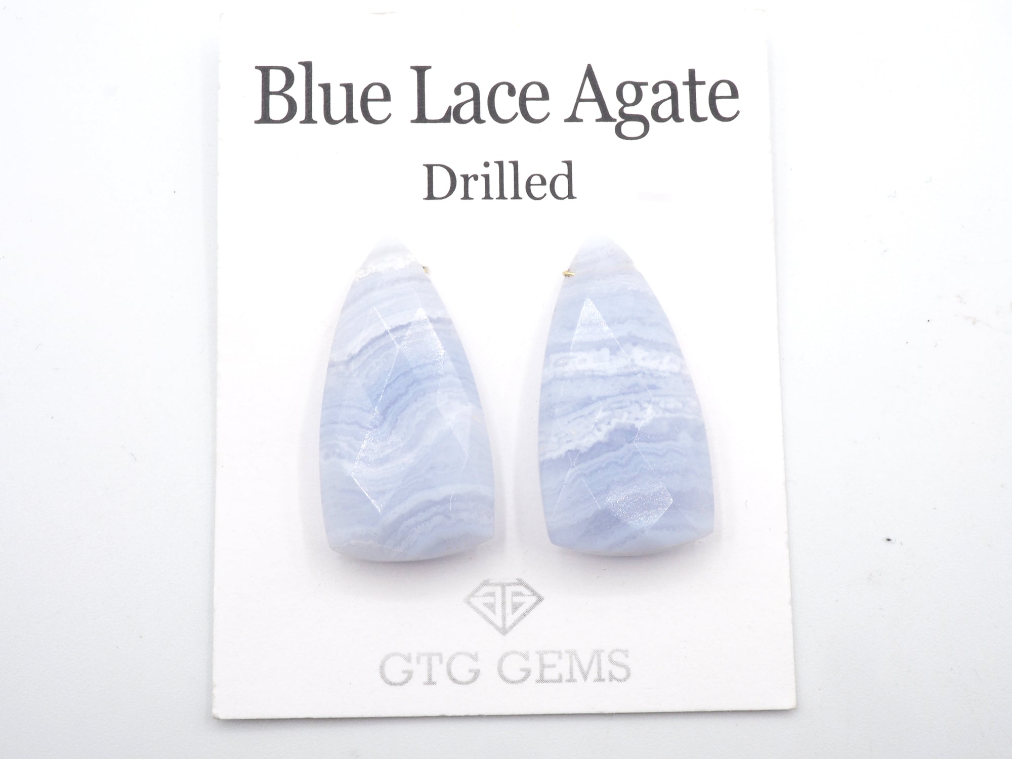 Blue Lace Agate Drilled 30x15mm