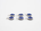 Lapis Silver  Bezel 7x5mm ,Single Connector, 925 Sterling Silver