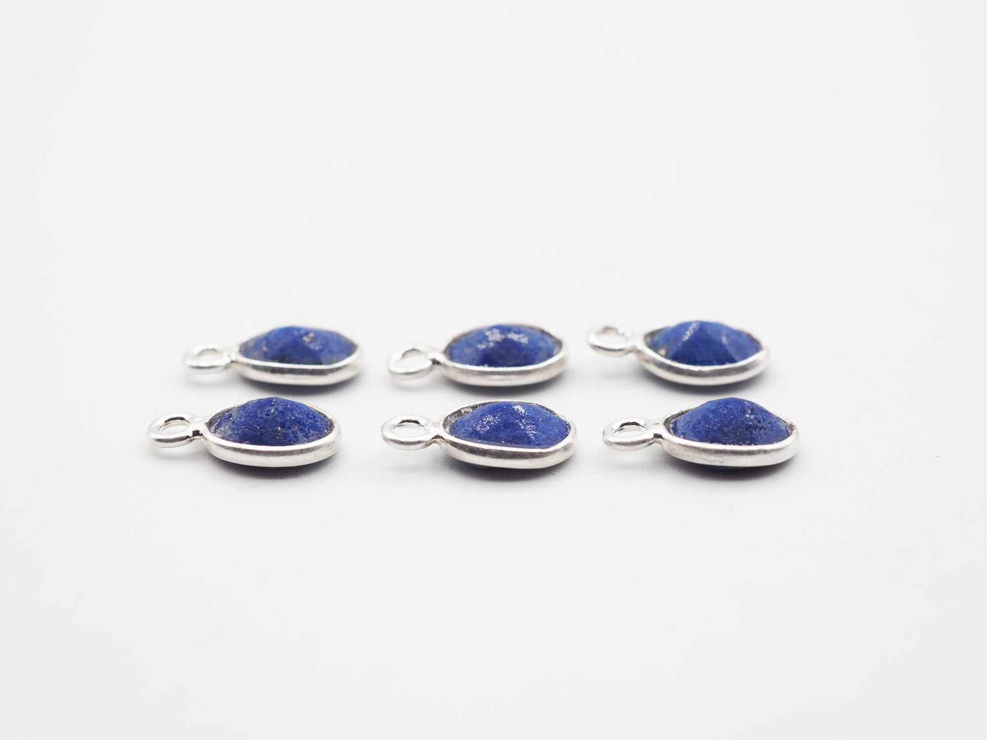 Lapis Silver  Bezel 7x5mm ,Single Connector, 925 Sterling Silver