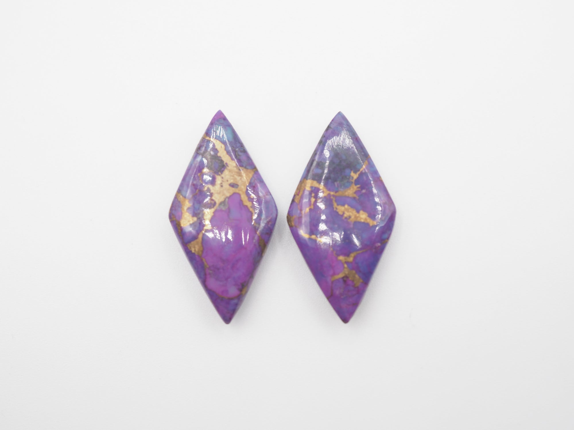 Copper Purple Turquoise  Drilled  Cabochon  Kite Shape 30x15mm
