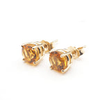 Citrine  Round  7mm Stud Earrings in 14K White  Gold