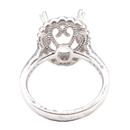 14K White Gold Ring Oval 12 x 10 mm With White Diamonds , Semi-Mount