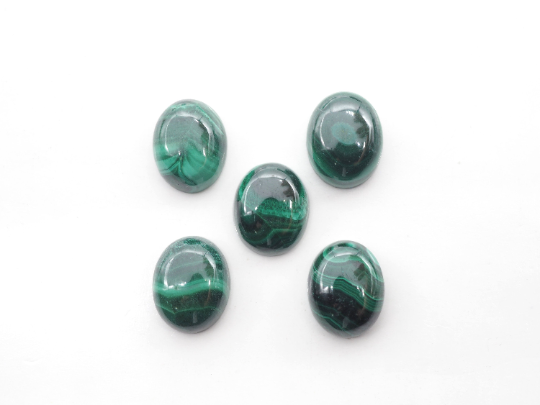 Malachite Oval Cabs 10x 8 mm Approximately 15.29 Carat