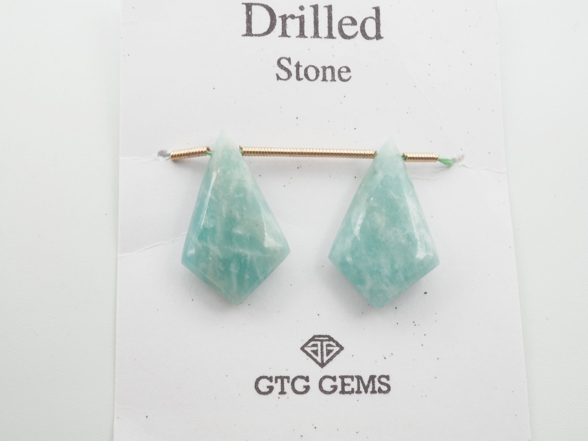 Amazonite Drilled Matching Pair Shield  Shape 22x13mm