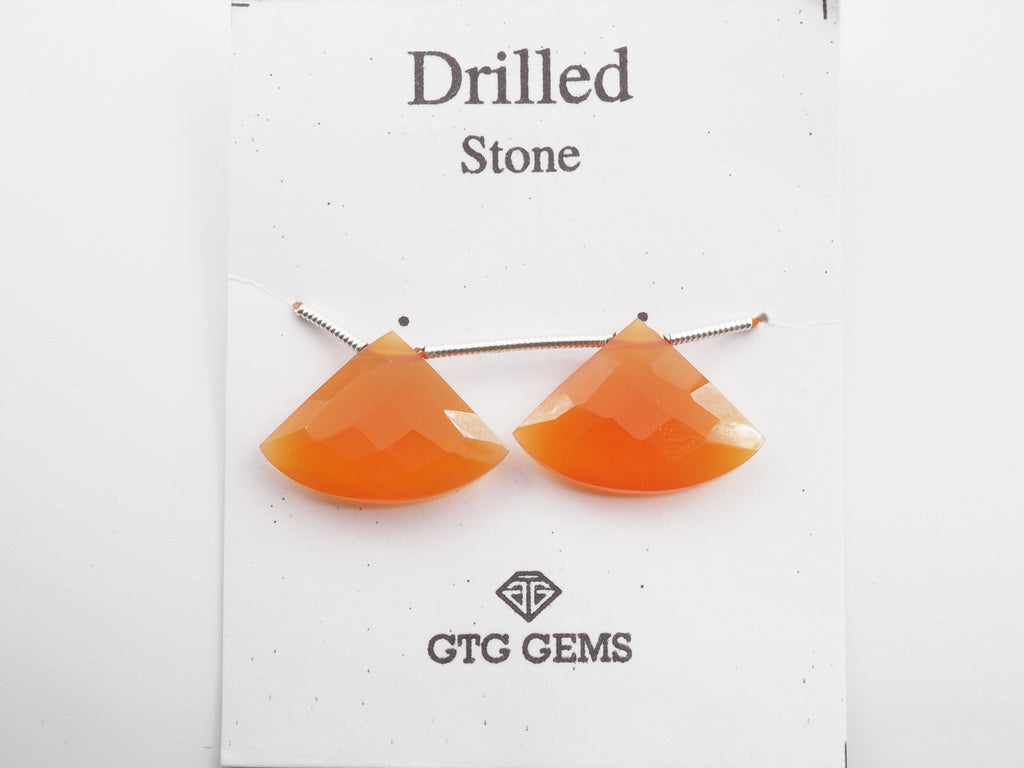 Natural Carnelian Drilled Fan Shape 14x20mm Approximately 16 Carat