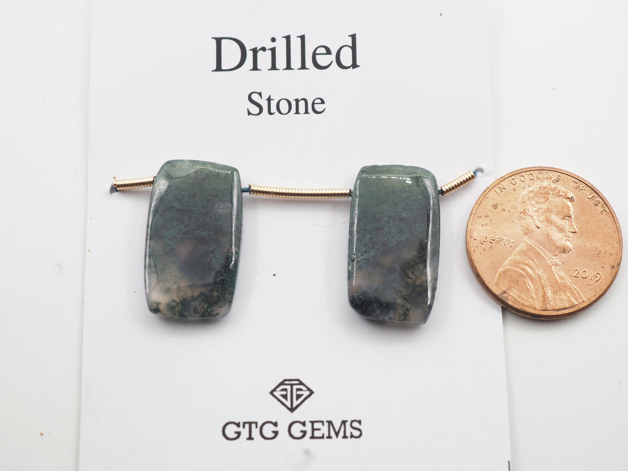 Natural Green Moss Agate Drilled 19.3x11mm Approximately 17 Carat