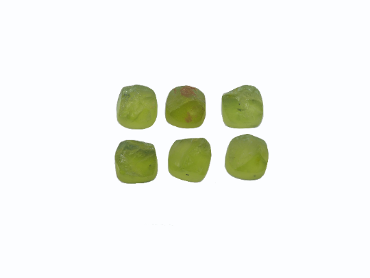 Natural  Peridot  Raw Cushion  Rough Slice bottom flat, 8mm  Approximately  22.78 Carat