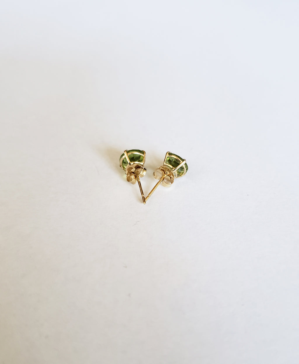 14K Yellow Gold Natural Peridot Stud, August Birthstone Earring