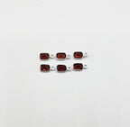 Garnet Bezel Rectangle Shape 7x5mm , Single  Connector, Garnet Bezel, Garnet Charm, 925 Sterling Silver