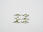 6x5mm Peridot Silver Bezel, Double Connector, Peridot teardrop  Bezel, Peridot Charm