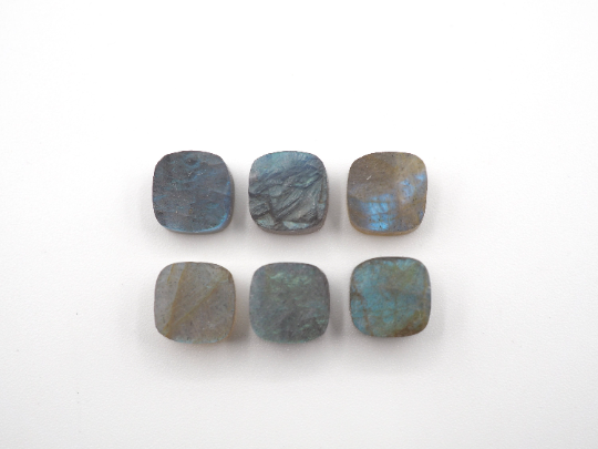 Natural Labradorit Cushion Shape, Raw Rough Gemstone Slice bottom flat, 8mm Approximately 20.67 Carat