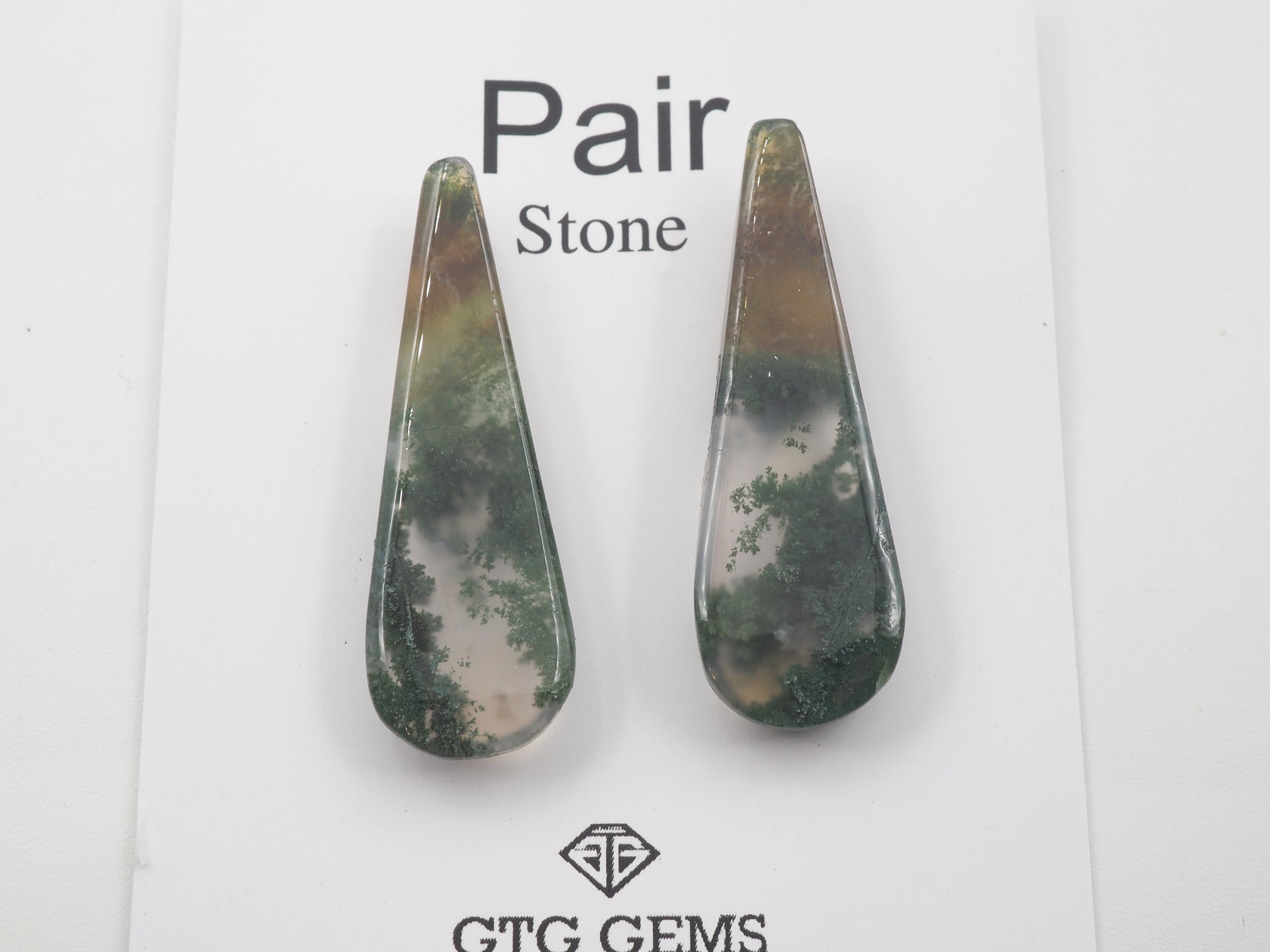 Natural Moss Agate 34x11mm Cabs Approximately 23 Carat
