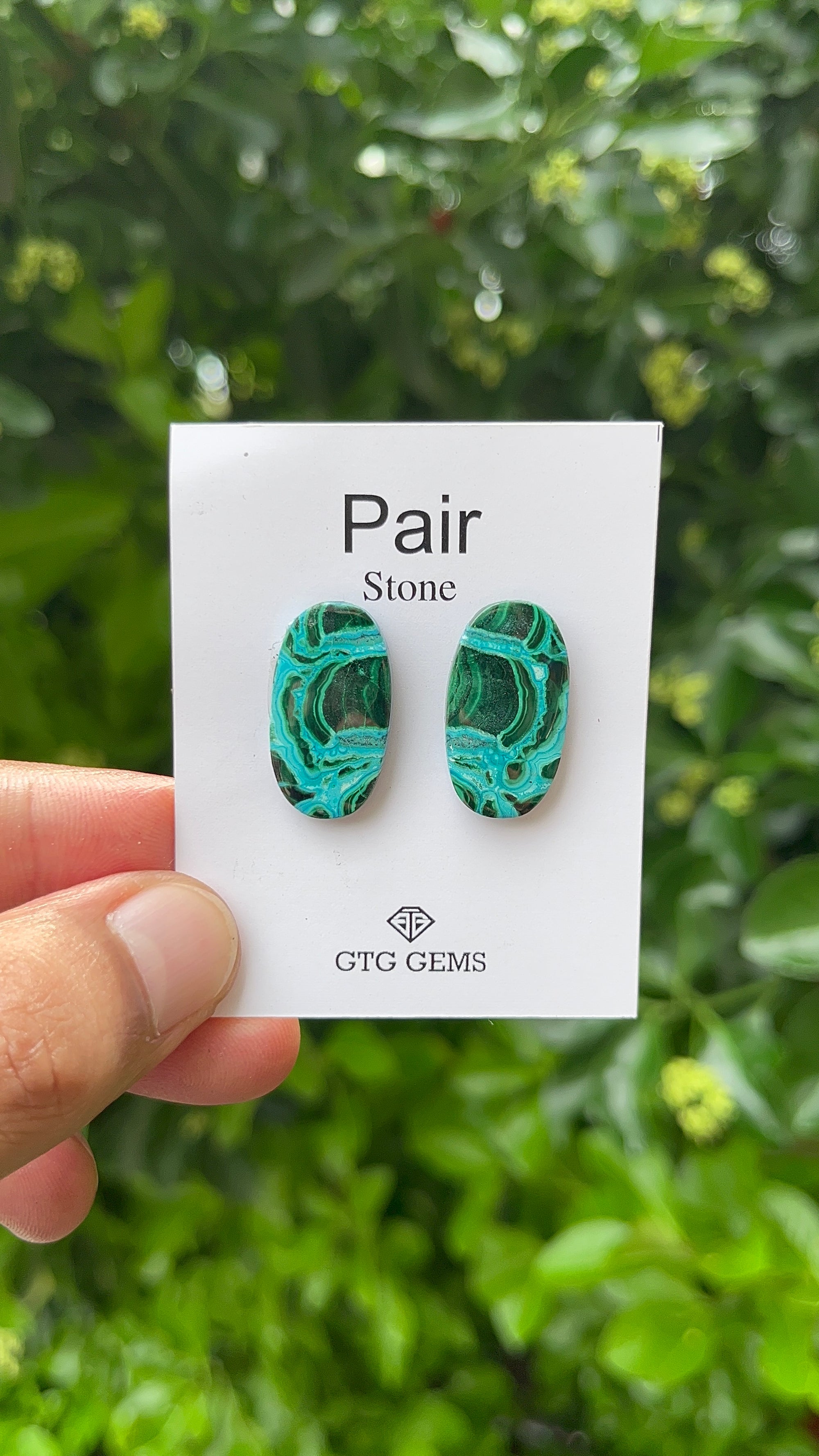 Chrysocolla Malachite, Cabochon Matching Pair 23x13 mm, Approximately 21.50 carat (GTG-MCM-11)