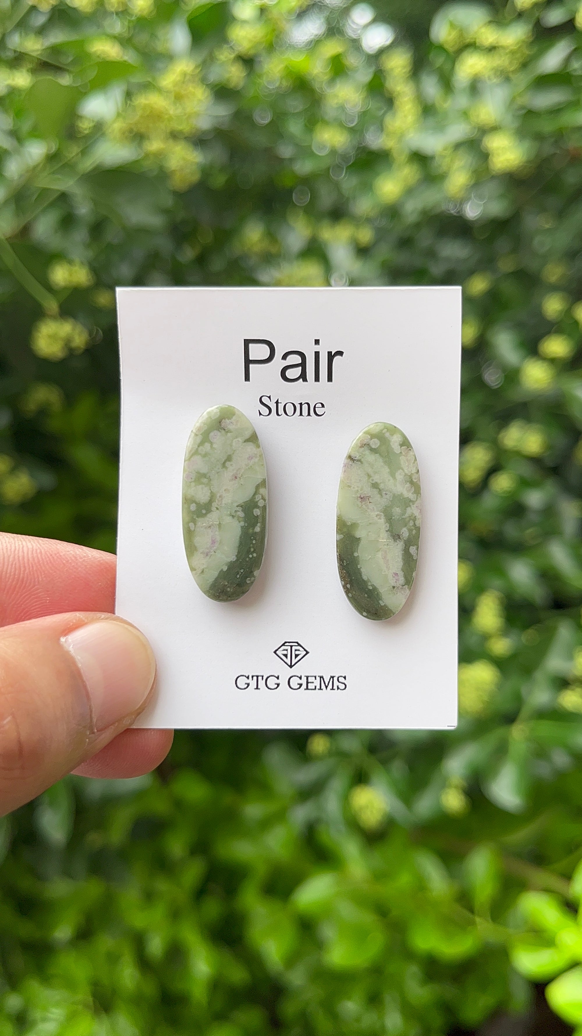 Rosita Jasper, Cabochon Matching Pair 28x12mm, Approximately 32 Carat (GTG-MRJ-3)
