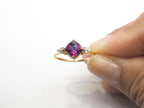 18K Yellow Gold Purple Garnet with Diamond  Ring