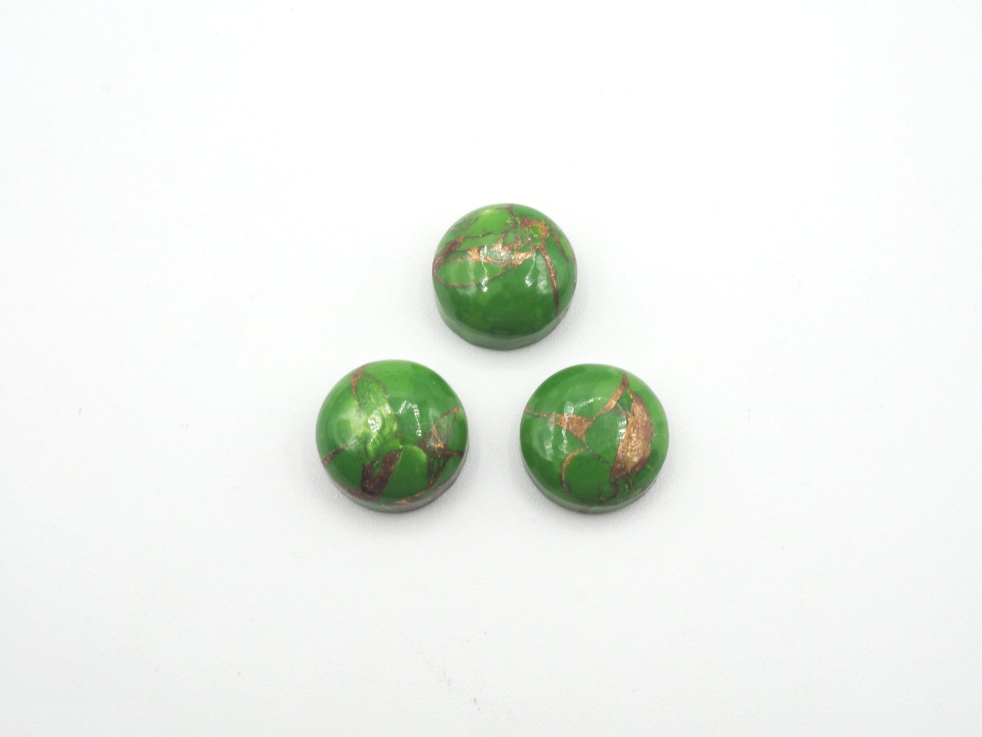 Green Copper Turquoise Cabs Round 10mm Approximately 9.96 Carat