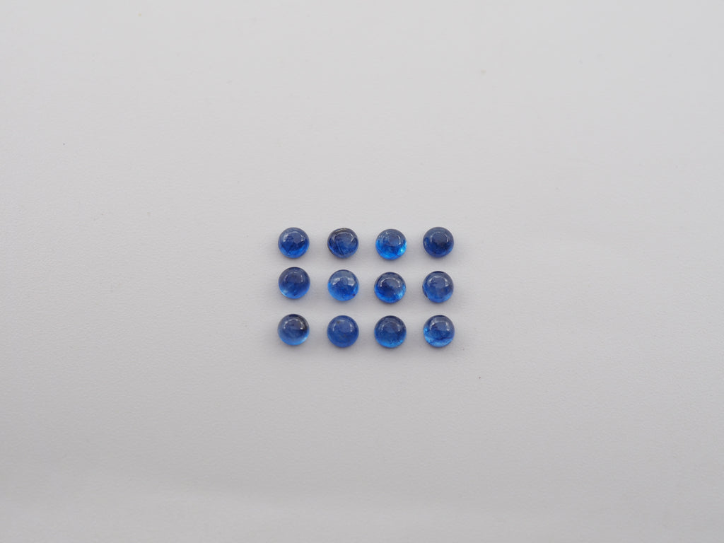 Blue Sapphire  Cabochon  Round Shape 3 mm 12 pieces, Approximately 2.50 Carat  (GTG-BSC-9)