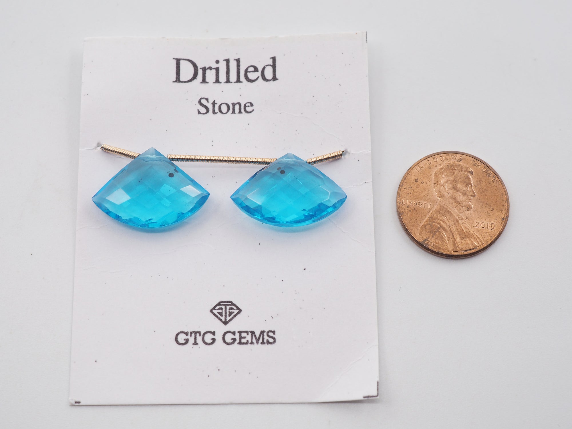 Hydro Drilled Faceted Blue Topaz Fan Shape Approximately 14 Carat
